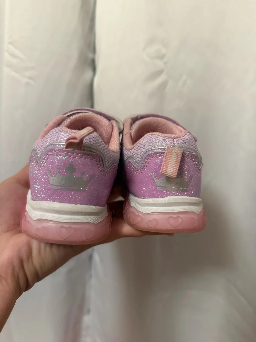 Disney Girls' Pink Glitter Princess Light-Up Sneakers